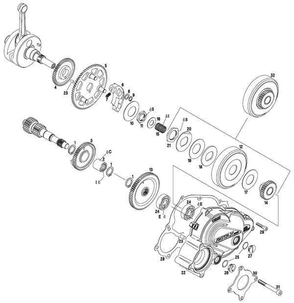 BALANCE DRIVE GEAR 50T - DD2 (SUITS OLD CLUTCH)